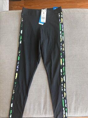 Adidas Womens Floral Three Stripe Leggings Size M